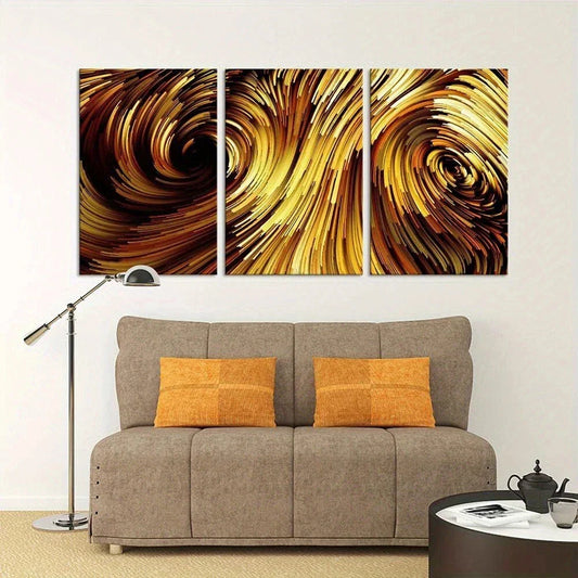 3pcs Gorgeous Petard Stunning Golden Metal Print Ready to Hang Art