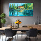 Serene Lakeside House Wall Art Canvas Office Home Room Framed 80x45cm