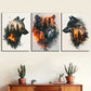 3pcs    Wolf Animal Abstract-forest Painting Wall Art Set Canvas Framed 40x60cm - High Quality Print 100% Australian Made Wall Canvas Ready to Hang