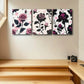 3pcs Modern Black and Pink Roses Design Metal Print Ready to Hang Art