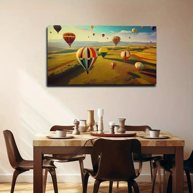 Air Balloons Suitable Wall Art Canvas Office Home Room Framed 80x45cm