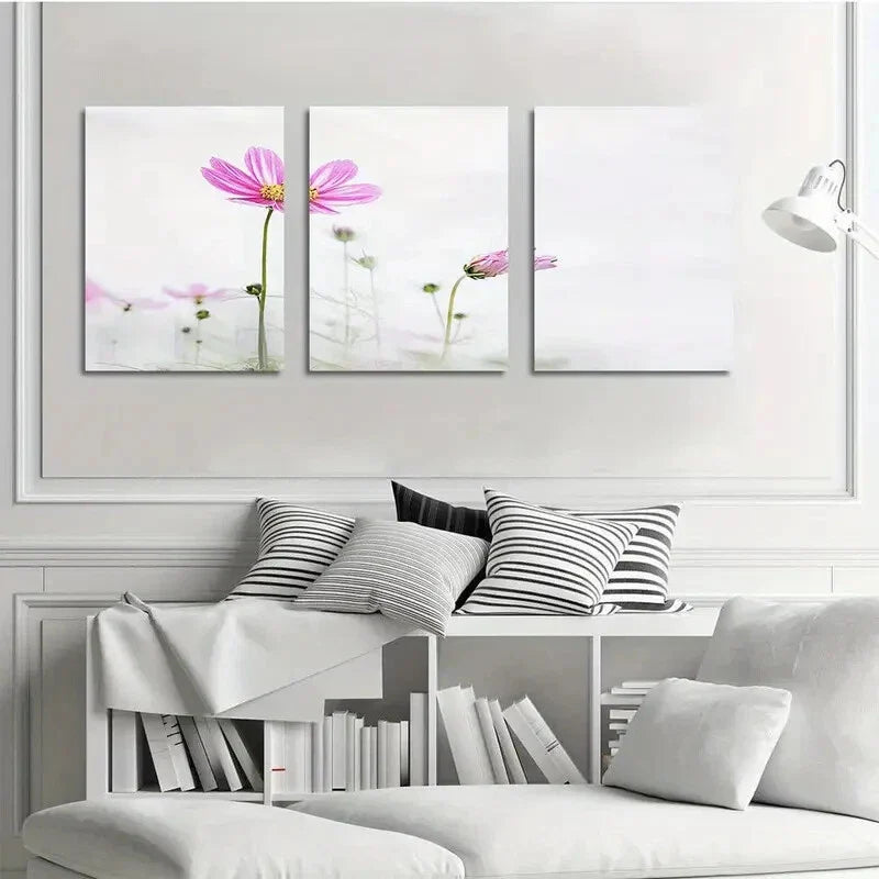 3pcs Purple Blossom Floral Water Metal Print Ready to Hang Art