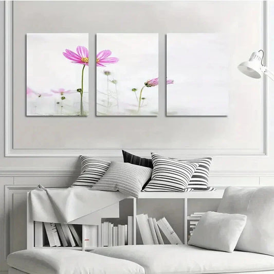 3pcs Purple Blossom Floral Water Metal Print Ready to Hang Art