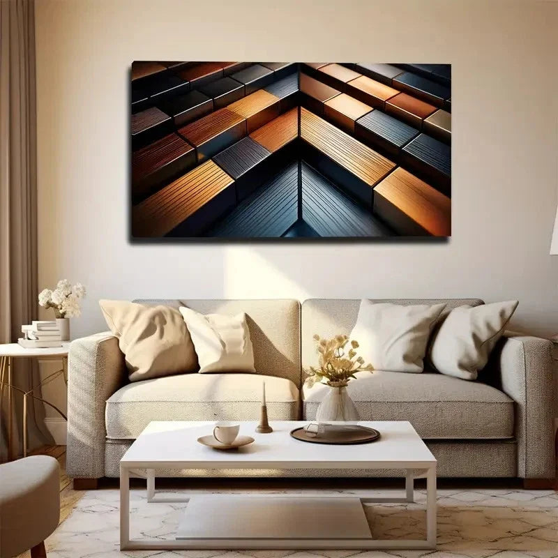 Abstract Squares Resembling Wall Art Canvas Office Home Room Framed 120x60cm