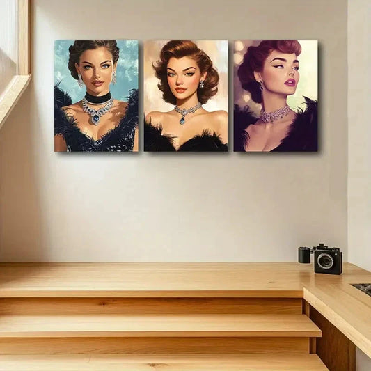 3pcs Modern Elegant Black Swan Metal Print Ready to Hang Art