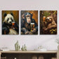 3pcs Abstract Cute Wild Animal Drinking Beer Metal Print Ready to Hang Art
