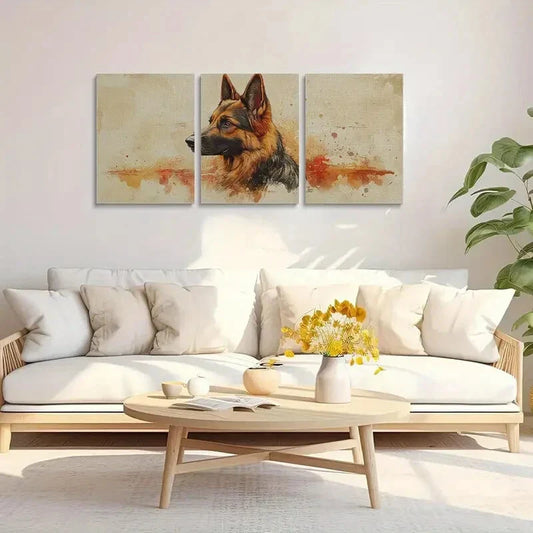 3pcs German Shepherd Watercolor Metal Print Ready to Hang Art