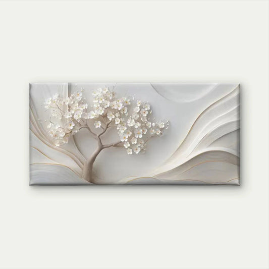 White Floral Elegant Wall Art Canvas Office Home Room Framed 80x45cm