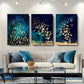 3pcs Golden Butterfly, Fish, and Bird Metal Print Ready to Hang Art
