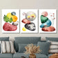 3pcs  colorful geometric stones and botanical flower  Metal Print Ready to Hang Art