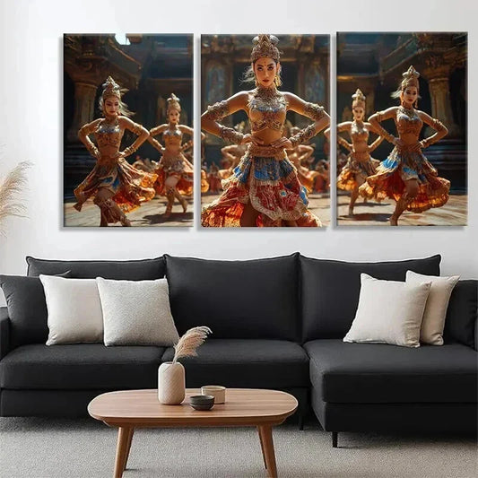 3pcs Traditional Dance Performance Prefect Wall Art Set Canvas Framed 40x60cm - High Quality Print 100% Australian Made Wall Canvas Ready to Hang