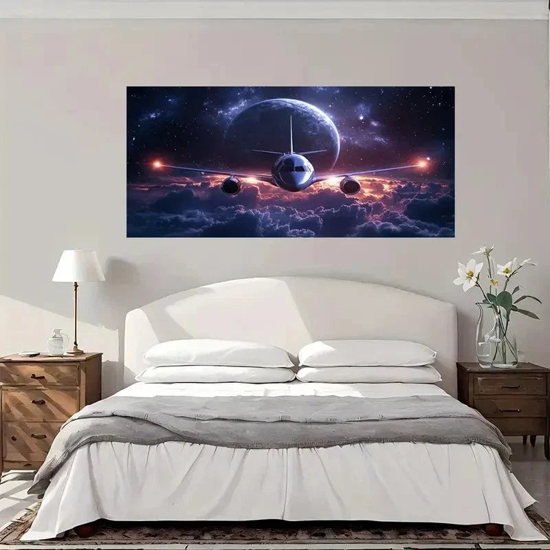 Space Flight Adventure Wall Art Canvas Office Home Room Framed 80x45cm