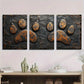 3pcs Dog Paw Charcoal Brown and Black Metal Print Ready to Hang Art