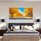 Autumn Road Yellow Leaves Blue Wall Art Canvas Office Home Room Framed 120x60cm