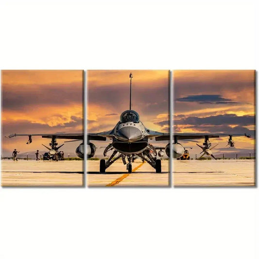 3pcs Fighter Jet Military Aircraft Metal Print Ready to Hang Art