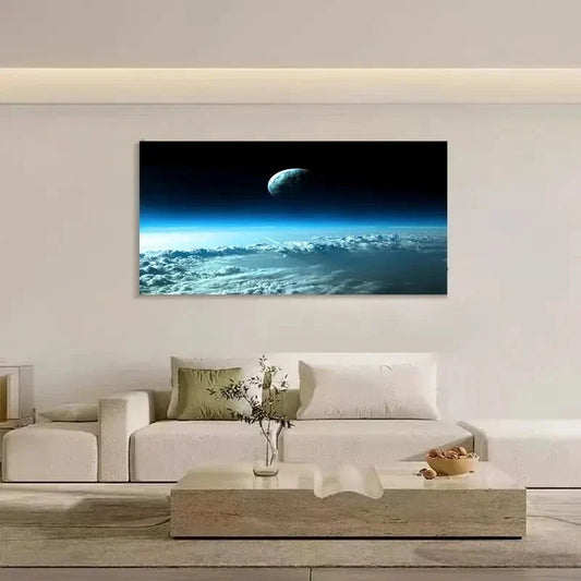 Space View Universe Earth Wall Art Canvas Office Home Room Framed 120x60cm