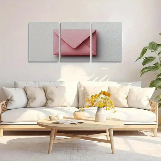 3pcs Minimalist Pink Envelope Metal Print Ready to Hang Art