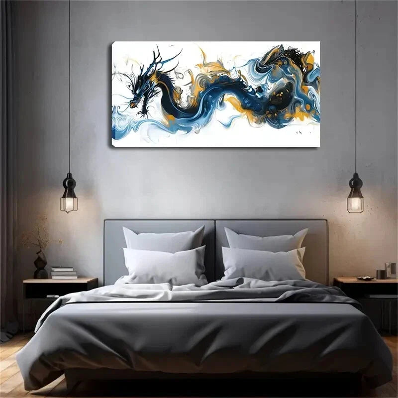 Golden Swirling Colors Vibrant Wall Art Canvas Office Home Room Framed 120x60cm