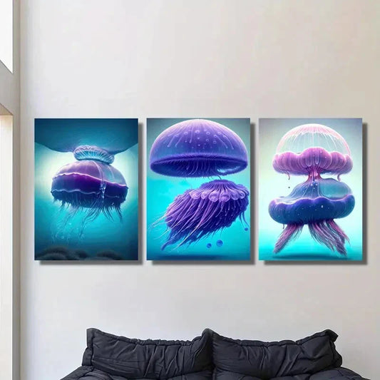 3pcs ,Wonderful marine life decorative paintings, Metal Print Ready to Hang Art