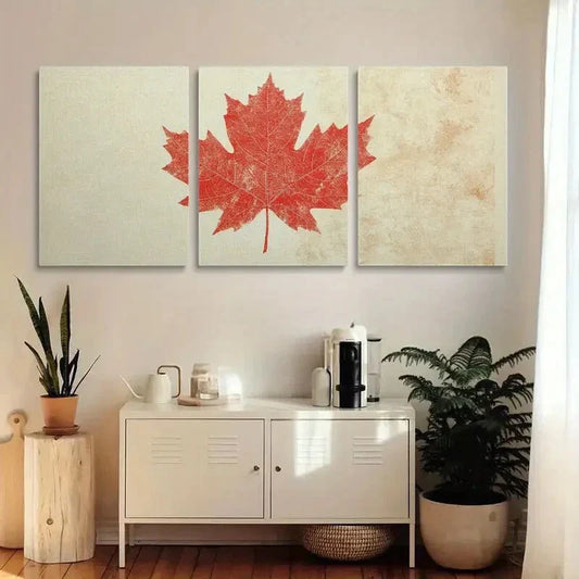3pcs Canadian Maple Leaf Metal Print Ready to Hang Art