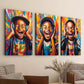 3pcs Elegant African American Boy Colorful Wall Art Set Canvas Framed 40x60cm - High Quality Print 100% Australian Made Wall Canvas Ready to Hang