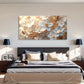 Golden Leaves White Flowers Wall Art Canvas Office Home Room Framed 120x60cm