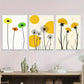 3pcs Modern Abstract Dandelion Vibrant Yellow Metal Print Ready to Hang Art