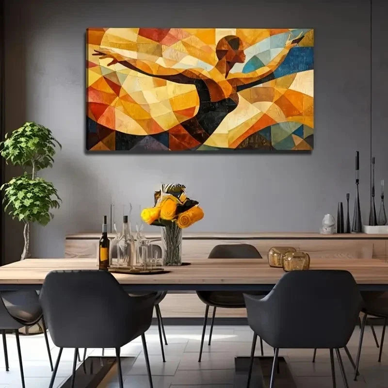 Women Dancing Suitable Wall Art Canvas Office Home Room Framed 80x45cm