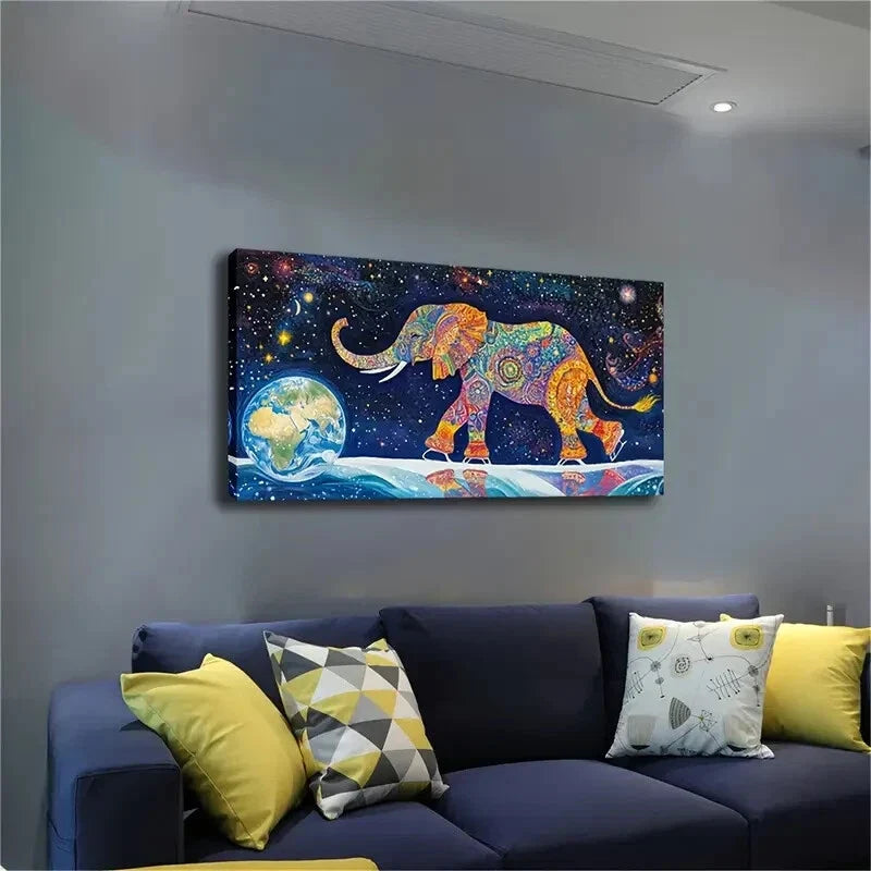 Vibrant Cosmic Galaxy Design Wall Art Canvas Office Home Room Framed 120x60cm