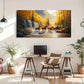 Waterfall & Autumn Leaves Wall Art Canvas Office Home Room Framed 120x60cm
