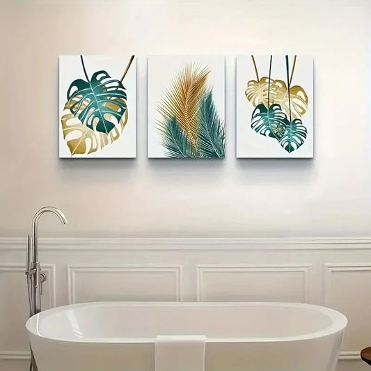 3pcs Kitchen Decoration Leaves Metal Print Ready to Hang Art