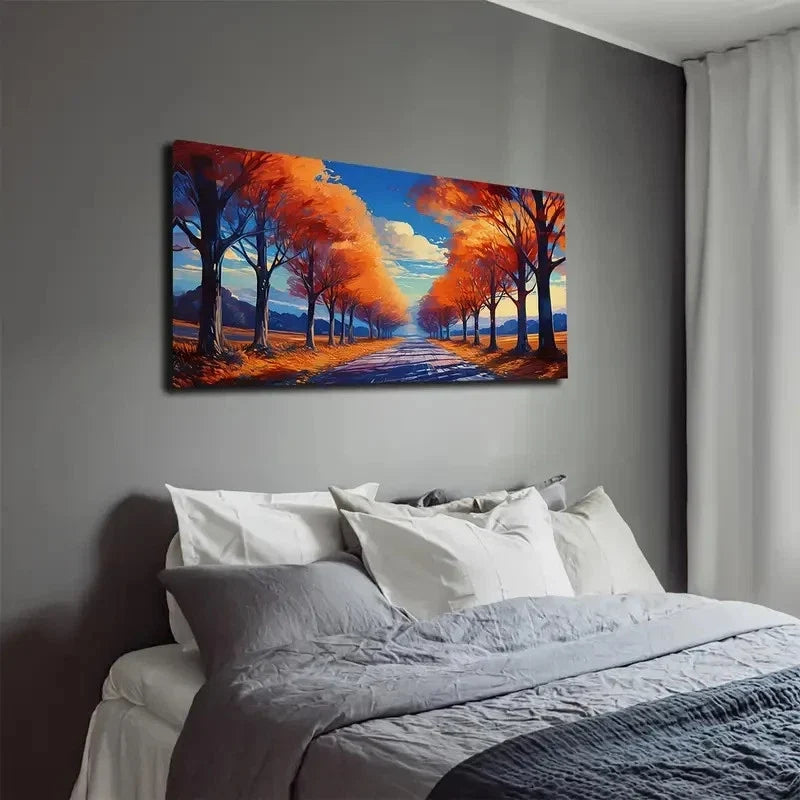 Serene Countryside Road Wall Art canvas office home room framed 120x60cm