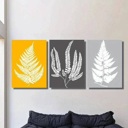 3pcs Fern Leaf Wall Art Set Canvas Framed 40x60cm - High Quality Print 100% Australian Made Wall Canvas Ready to Hang