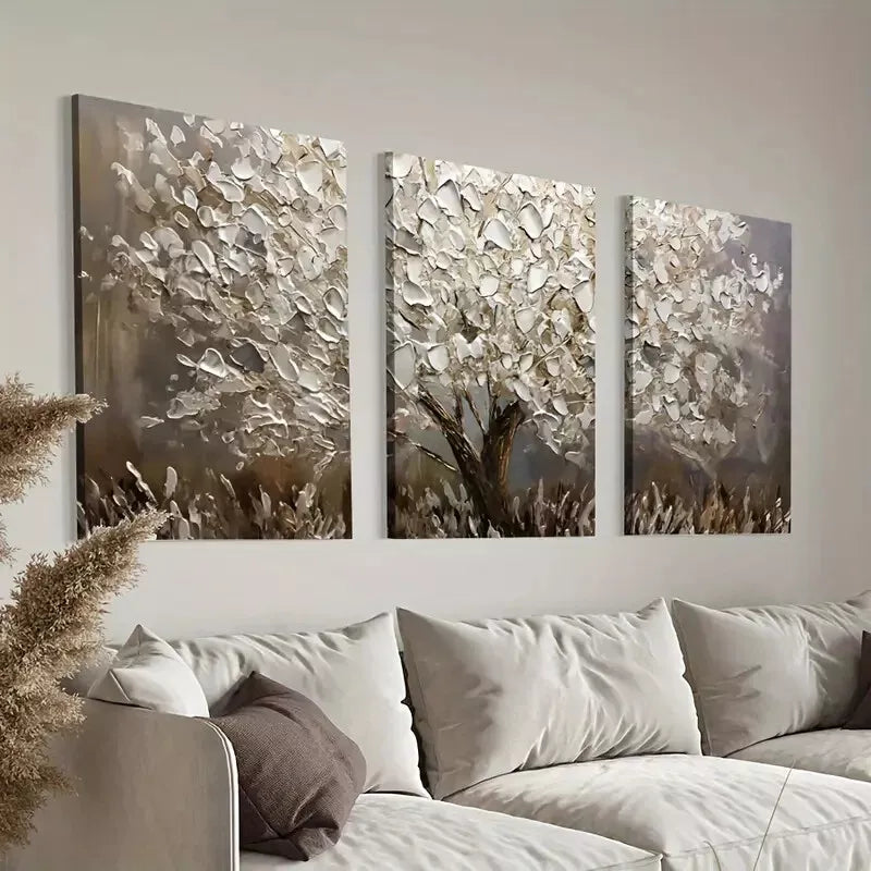 3pcs Leaf Abstract Tree Oil Painting Canvas Framed 40x60cm - High Quality Print 100% Australian Made Wall Canvas Ready to Hang
