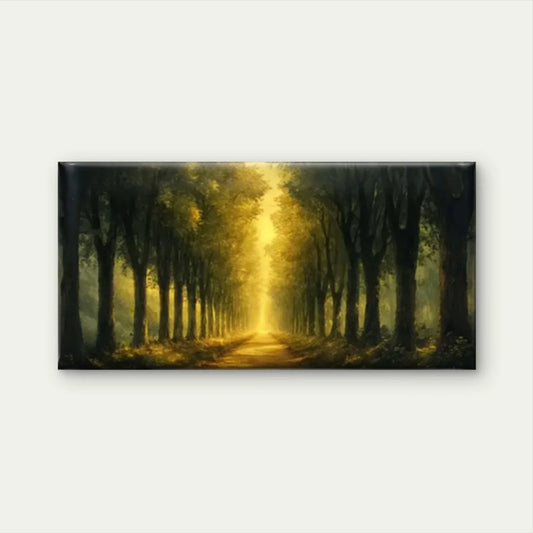 A Path Trees Forest Nature Wall Art Canvas Office Home Room Framed 80x45cm
