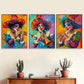 3pcss vibrant modern Colorful Clown Musician Wall Art Set Canvas Framed 40x60cm - High Quality Print 100% Australian Made Wall Canvas Ready to Hang