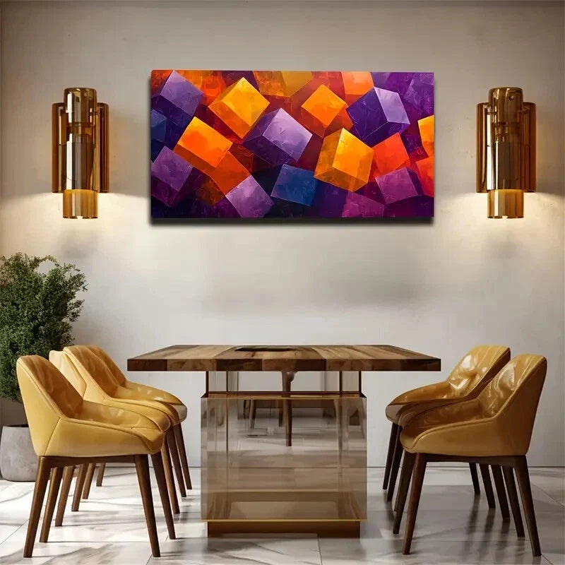 Modern Abstract Colorful Cub Wall Art Canvas Office Home Room Framed 120x60cm