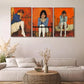 3pcs Vintage Style Girl Portraits Triptych Wall Art Set Canvas Framed 40x60cm - High Quality Print 100% Australian Made Wall Canvas Ready to Hang
