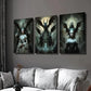 3pcs Haunted Dragon Queen Castle Illustration Wall Art Set Canvas Framed 40x60cm - High Quality Print 100% Australian Made Wall Canvas Ready to Hang
