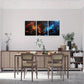 3pcs Stunning Orange & Blue Dragons Metal Print Ready to Hang Art