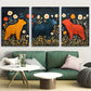 3pcs Three Bear in Garden Folk Metal Print Ready to Hang Art