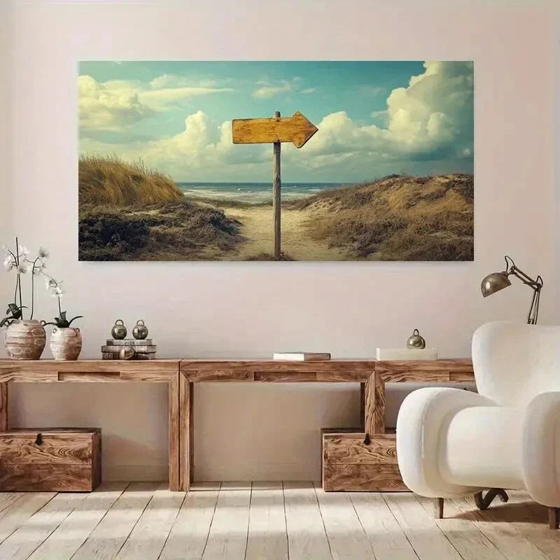 Beach Coastal Nature Sky wall canvas office home room framed 120x60cm