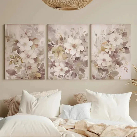 3pcs Elegant Neutral Tone Plant Metal Print Ready to Hang Art