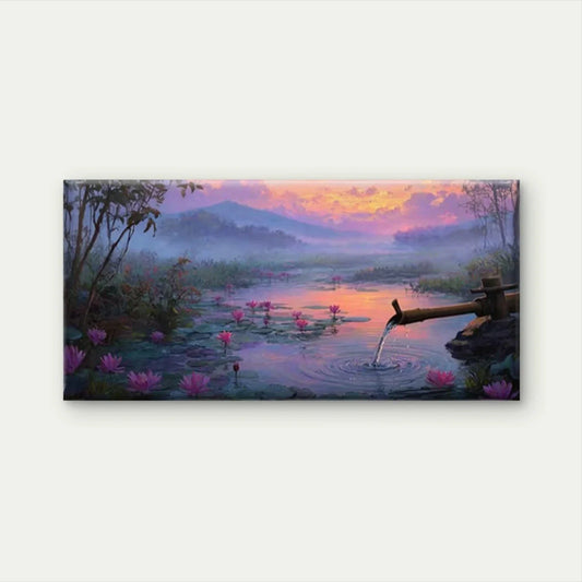 Japanese-Inspired Landscape Wall Art Canvas Office Home Room Framed 80x45cm
