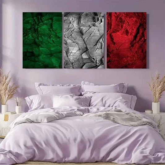 3pcs Country Flag Stone Back Panel Split Metal Print Ready to Hang Art