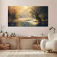 Fishing Scene River Trees wall canvas office home room framed 120x60cm