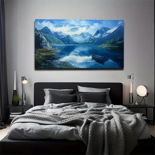 Mountain List Lake Quiet Wall Art Canvas Office Home Room Framed 120x60cm