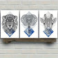 3pcs Totem Lion Elephant Giraffe Head Art Prints Metal Print Ready to Hang Art