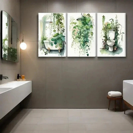 3pcs Sage Green Leaves & Tropical Plants  Metal Print Ready to Hang Art