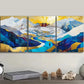 3pcs Vibrant Mountain Landscape with Golden Sunset  Metal Print Ready to Hang Art